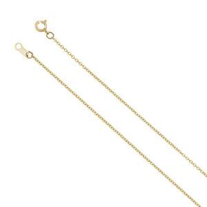 1mm 18k Yellow Gold Solid Cable Chain Spring Ring Clasp 20-in Necklace